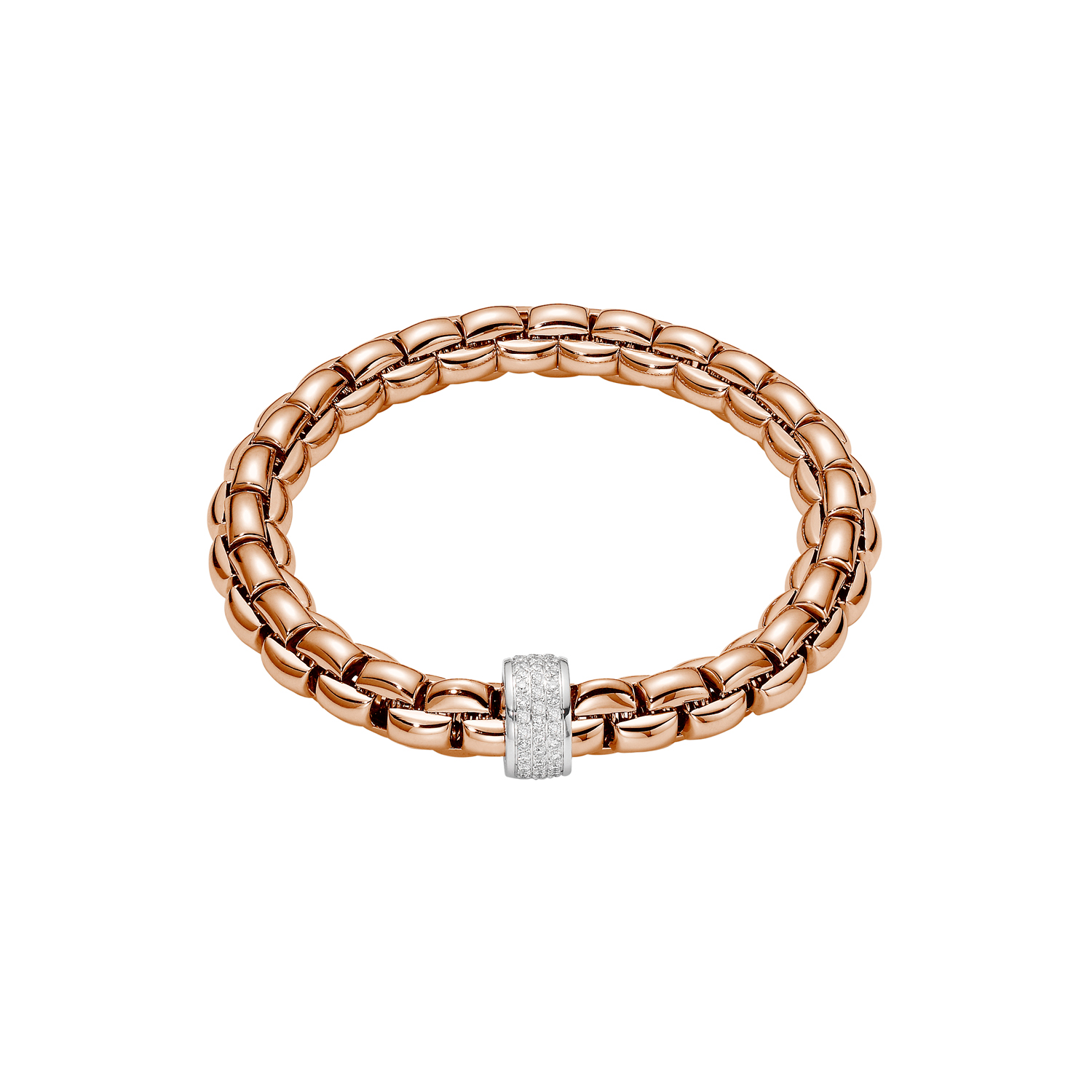 FOPE Eka Large Flex it Rose Gold and Diamond Pav Bracelet